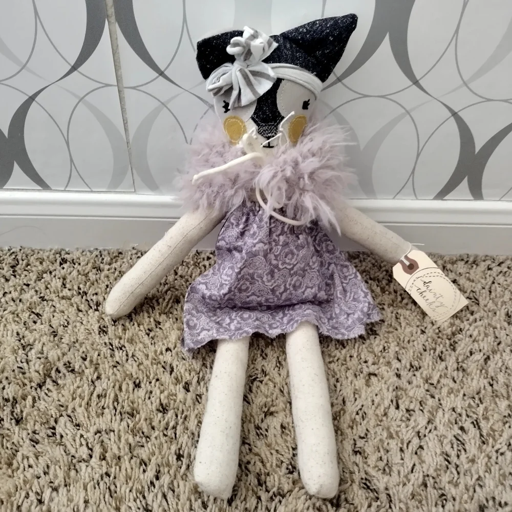 Dainty Cheeks Kitty In Dress Hairbow Handmade Doll
